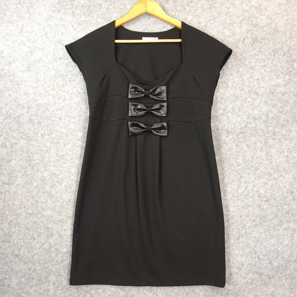 Little Black Dress Womens S Stretch Knit Bow Cocktail Mini Evening Chic PHARDI
